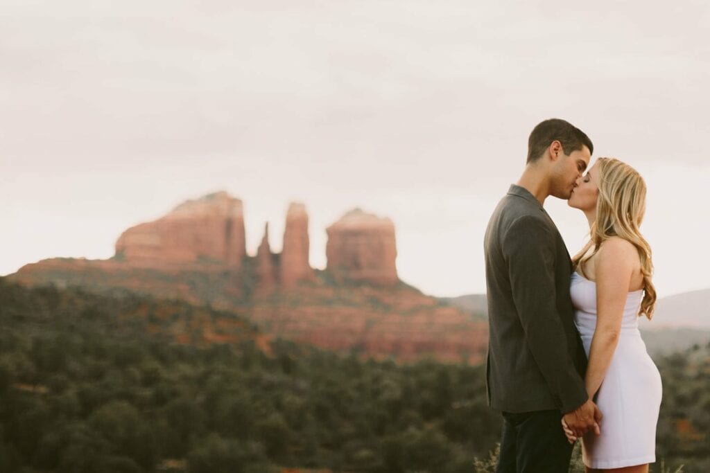 Sedona Wedding Photographer || Jane in the Woods at Cathedral Rock Sunset for engagement photos