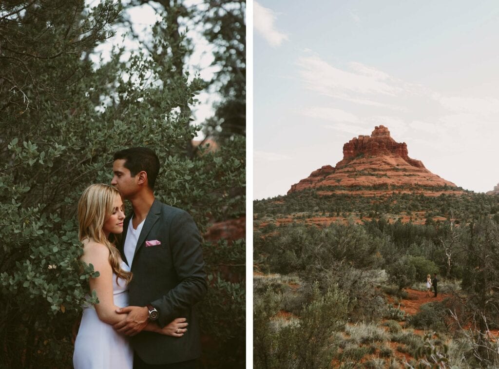 Sedona Wedding Photographer || Jane in the Woods at Cathedral Rock Sunset for engagement photos