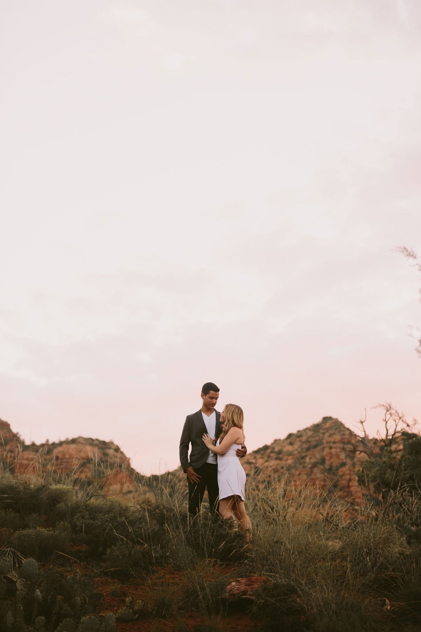 Sedona Wedding Photographer || Jane in the Woods at Cathedral Rock Sunset for engagement photos