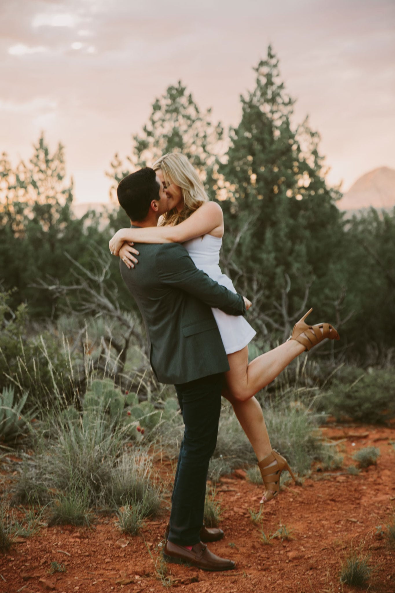 Sedona Wedding Photographer || Jane in the Woods at Cathedral Rock Sunset for engagement photos