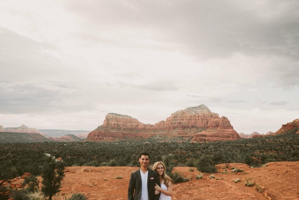 Sedona Wedding Photographer || Jane in the Woods at Cathedral Rock Sunset for engagement photos