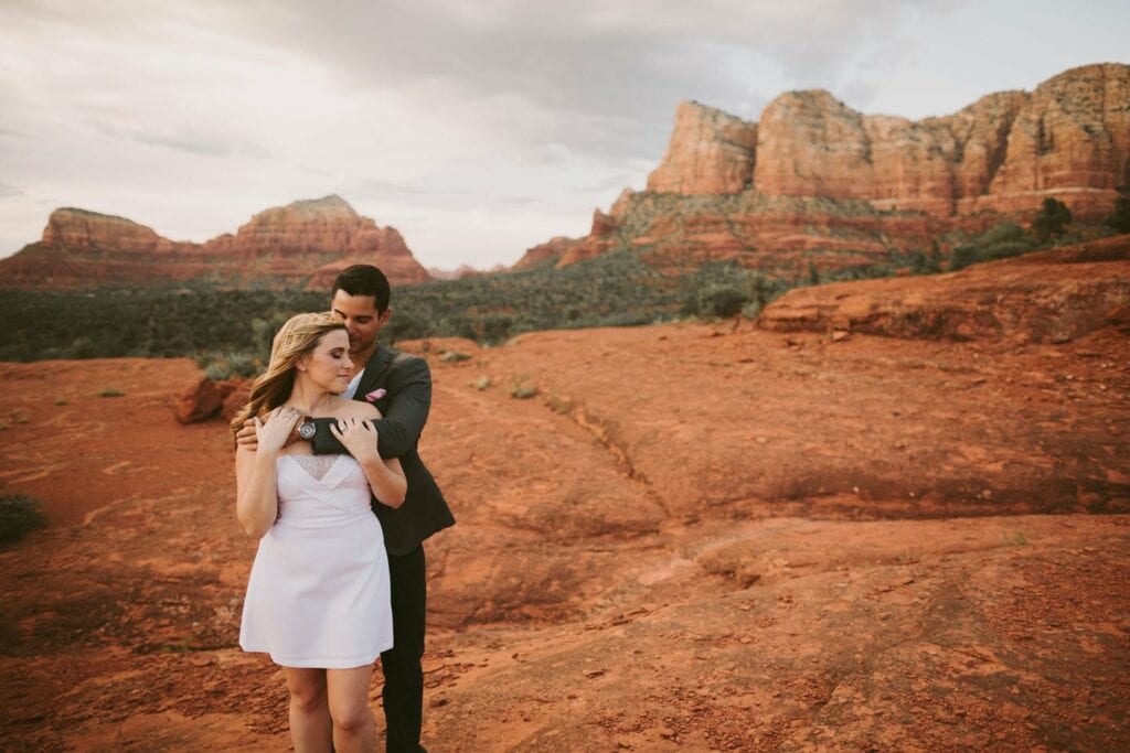 Sedona Wedding Photographer || Jane in the Woods at Cathedral Rock Sunset for engagement photos
