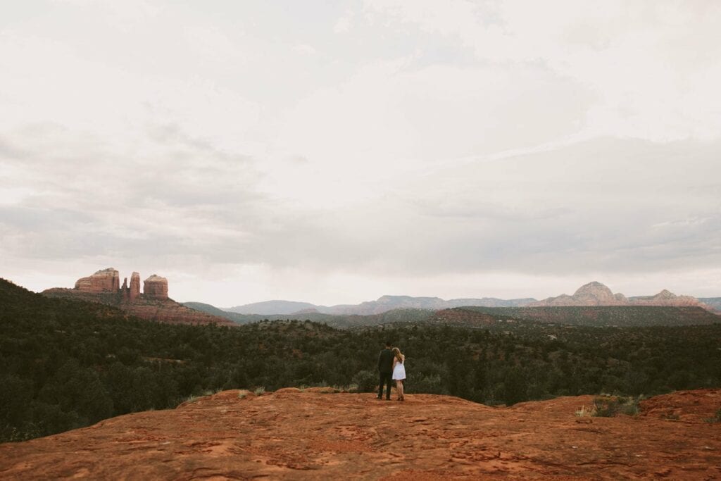 Sedona Wedding Photographer || Jane in the Woods at Cathedral Rock Sunset for engagement photos