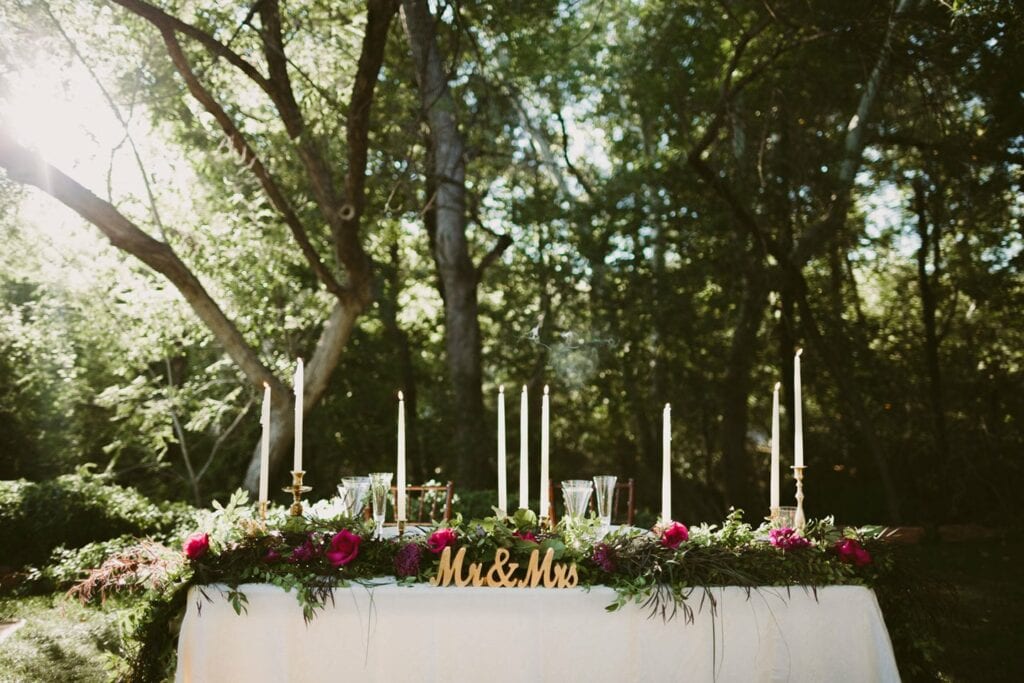 Sedona Wedding Planner Woodland Reception Venue Creekside with Geodes and Crystals