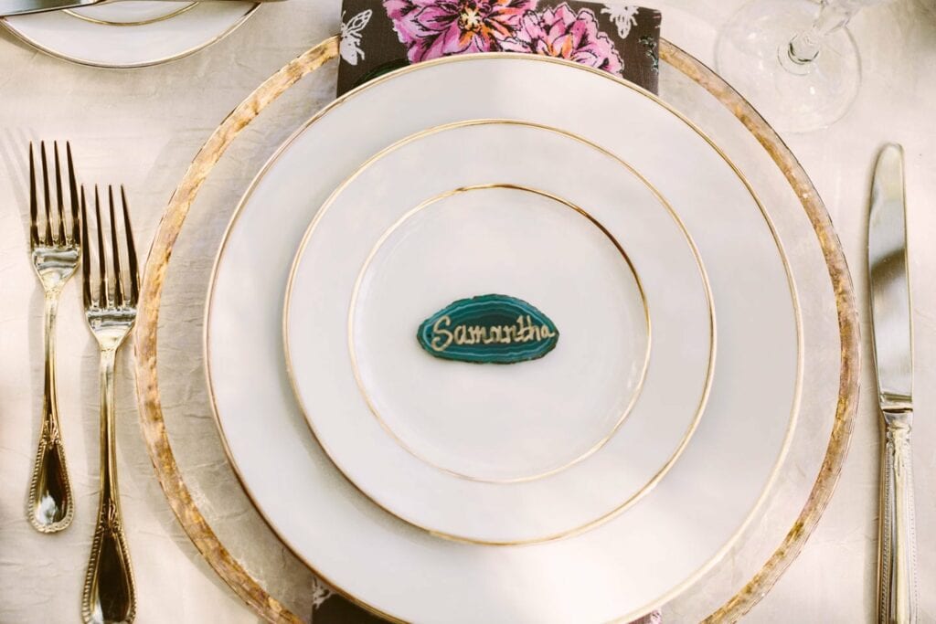 Sedona Wedding Planner Woodland Reception Venue Creekside with Geodes and Crystals